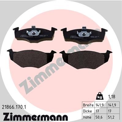 ZIMMERMANN Комплект тормозных колодок, дисковый тормоз 21866.170.1