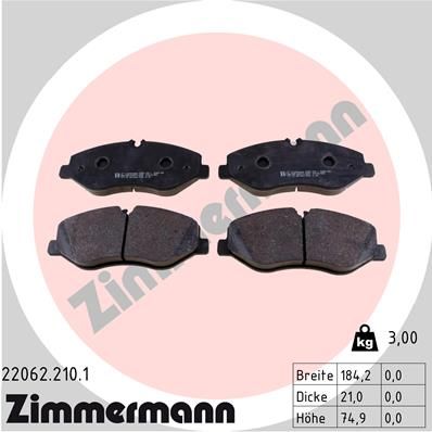 ZIMMERMANN Комплект тормозных колодок, дисковый тормоз 22062.210.1