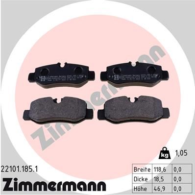 ZIMMERMANN Комплект тормозных колодок, дисковый тормоз 22101.185.1