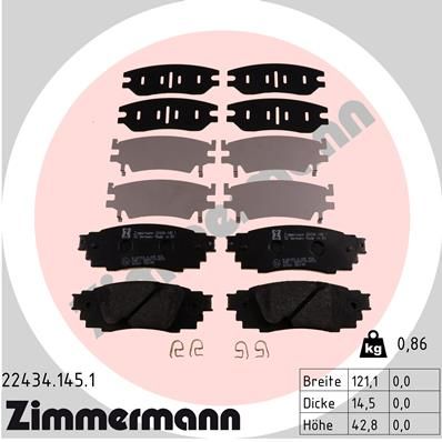 ZIMMERMANN Комплект тормозных колодок, дисковый тормоз 22434.145.1