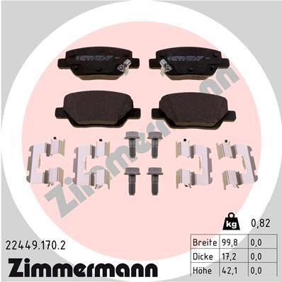 ZIMMERMANN Комплект тормозных колодок, дисковый тормоз 22449.170.2