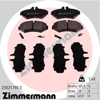 ZIMMERMANN Комплект тормозных колодок, дисковый тормоз 23021.190.2