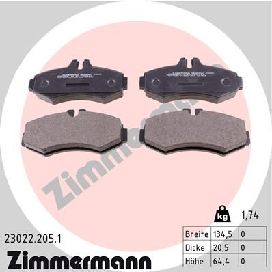 ZIMMERMANN Комплект тормозных колодок, дисковый тормоз 23022.205.1