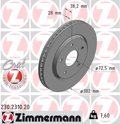 ZIMMERMANN Тормозной диск 230.2310.20