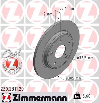 ZIMMERMANN Тормозной диск 230.2311.20