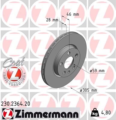 ZIMMERMANN Тормозной диск 230.2364.20