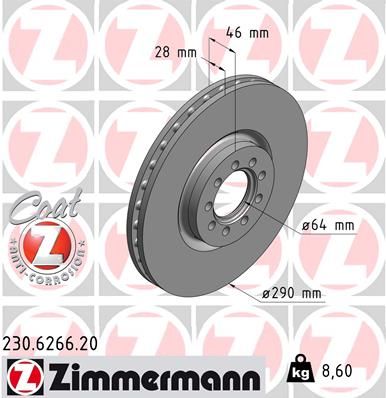 ZIMMERMANN Тормозной диск 230.6266.20