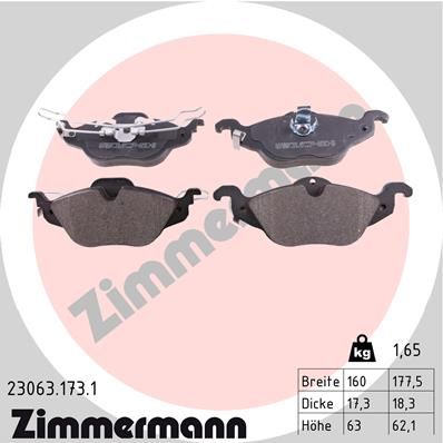 ZIMMERMANN Комплект тормозных колодок, дисковый тормоз 23063.173.1