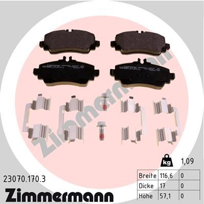 ZIMMERMANN Комплект тормозных колодок, дисковый тормоз 23070.170.3