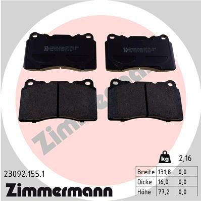 ZIMMERMANN Комплект тормозных колодок, дисковый тормоз 23092.155.1