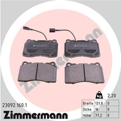 ZIMMERMANN Комплект тормозных колодок, дисковый тормоз 23092.160.1