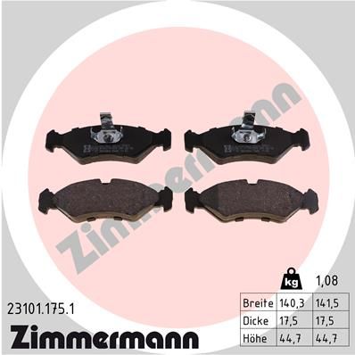 ZIMMERMANN Комплект тормозных колодок, дисковый тормоз 23101.175.1