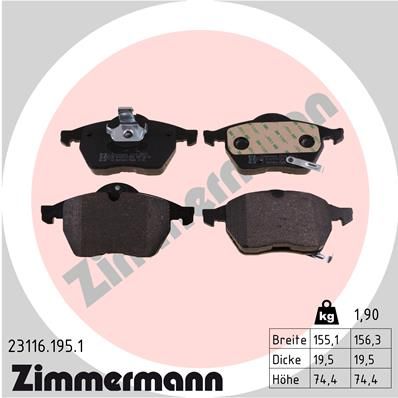 ZIMMERMANN Комплект тормозных колодок, дисковый тормоз 23116.195.1