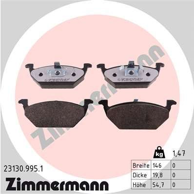 ZIMMERMANN Комплект тормозных колодок, дисковый тормоз 23130.995.1