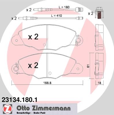 ZIMMERMANN Комплект тормозных колодок, дисковый тормоз 23134.180.1