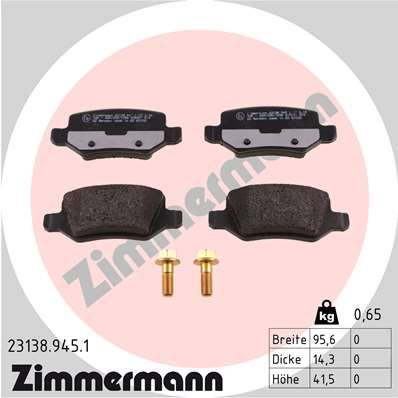 ZIMMERMANN Комплект тормозных колодок, дисковый тормоз 23138.945.1