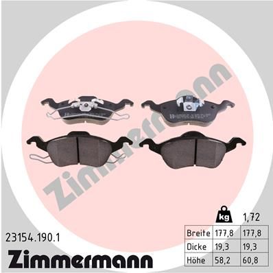 ZIMMERMANN Комплект тормозных колодок, дисковый тормоз 23154.190.1
