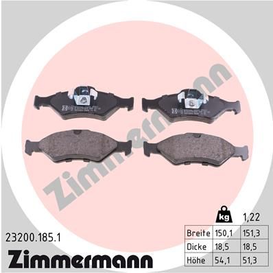 ZIMMERMANN Комплект тормозных колодок, дисковый тормоз 23200.185.1