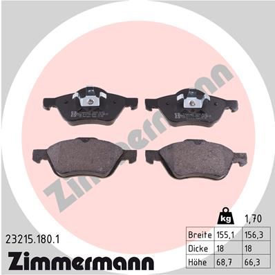 ZIMMERMANN Комплект тормозных колодок, дисковый тормоз 23215.180.1