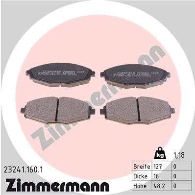 ZIMMERMANN Комплект тормозных колодок, дисковый тормоз 23241.160.1