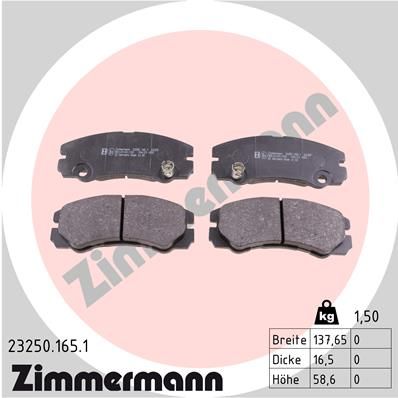 ZIMMERMANN Комплект тормозных колодок, дисковый тормоз 23250.165.1
