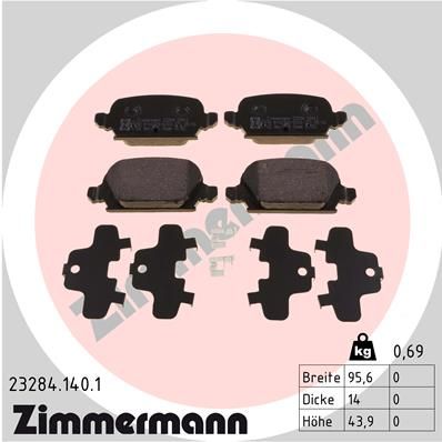 ZIMMERMANN Комплект тормозных колодок, дисковый тормоз 23284.140.1