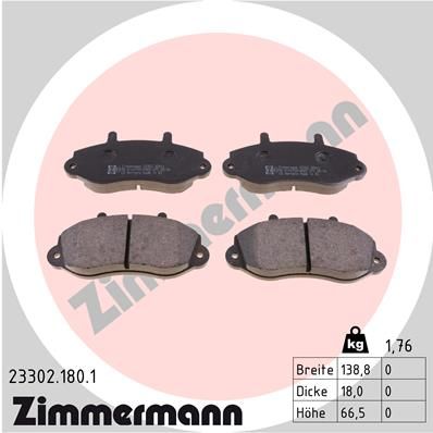 ZIMMERMANN Комплект тормозных колодок, дисковый тормоз 23302.180.1