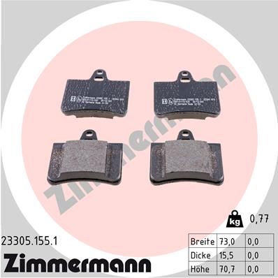 ZIMMERMANN Комплект тормозных колодок, дисковый тормоз 23305.155.1