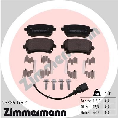 ZIMMERMANN Комплект тормозных колодок, дисковый тормоз 23326.175.2