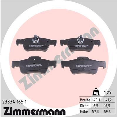 ZIMMERMANN Комплект тормозных колодок, дисковый тормоз 23334.165.1