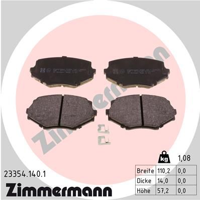 ZIMMERMANN Комплект тормозных колодок, дисковый тормоз 23354.140.1