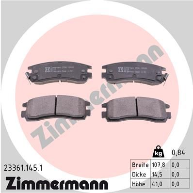 ZIMMERMANN Комплект тормозных колодок, дисковый тормоз 23361.145.1