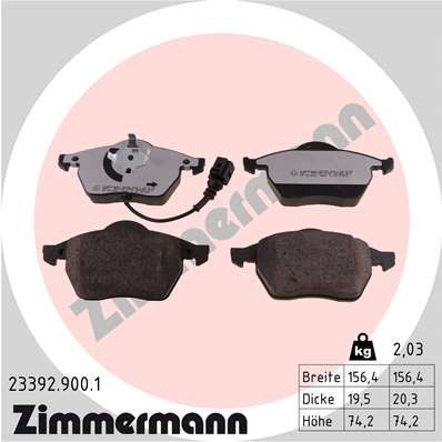 ZIMMERMANN Piduriklotsi komplekt,ketaspidur 23392.900.1