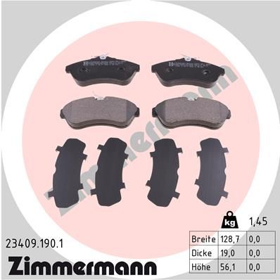 ZIMMERMANN Комплект тормозных колодок, дисковый тормоз 23409.190.1