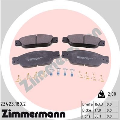 ZIMMERMANN Комплект тормозных колодок, дисковый тормоз 23423.180.2