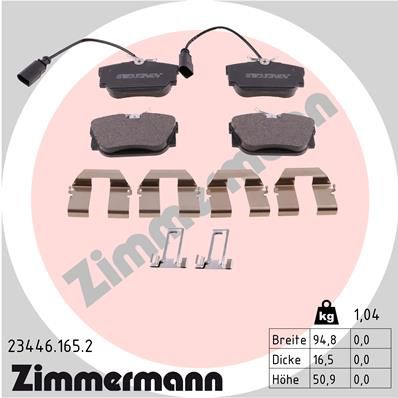 ZIMMERMANN Комплект тормозных колодок, дисковый тормоз 23446.165.2