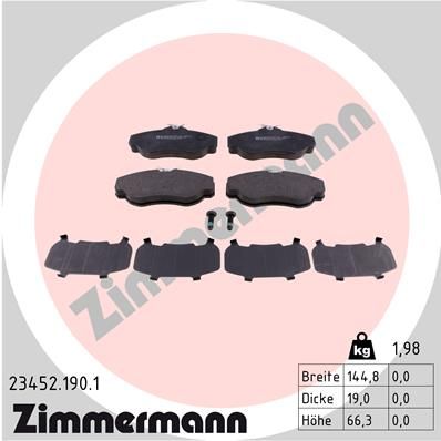 ZIMMERMANN Комплект тормозных колодок, дисковый тормоз 23452.190.1