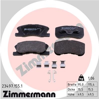 ZIMMERMANN Комплект тормозных колодок, дисковый тормоз 23497.155.1