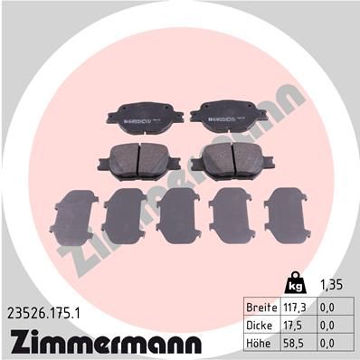 ZIMMERMANN Комплект тормозных колодок, дисковый тормоз 23526.175.1
