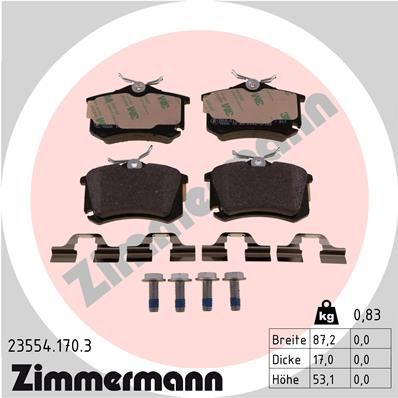 ZIMMERMANN Комплект тормозных колодок, дисковый тормоз 23554.170.3