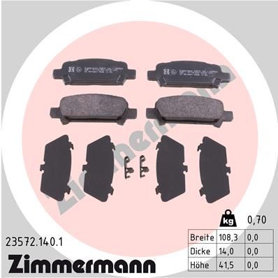 ZIMMERMANN Комплект тормозных колодок, дисковый тормоз 23572.140.1