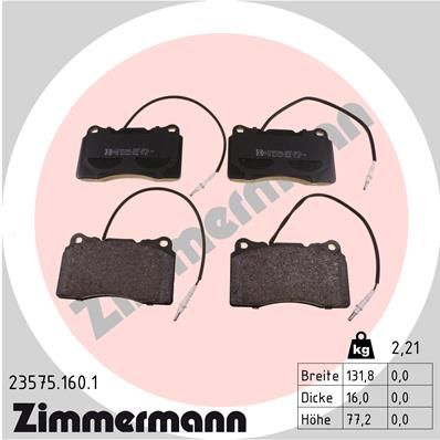 ZIMMERMANN Piduriklotsi komplekt,ketaspidur 23575.160.1