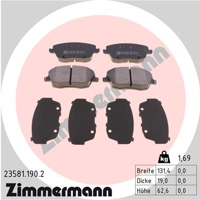 ZIMMERMANN Комплект тормозных колодок, дисковый тормоз 23581.190.2