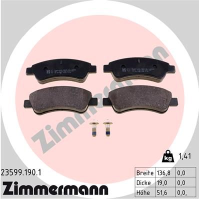 ZIMMERMANN Комплект тормозных колодок, дисковый тормоз 23599.190.1
