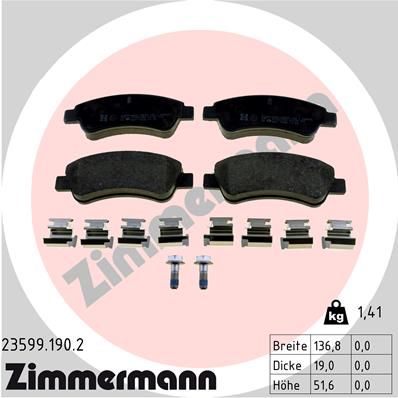 ZIMMERMANN Комплект тормозных колодок, дисковый тормоз 23599.190.2