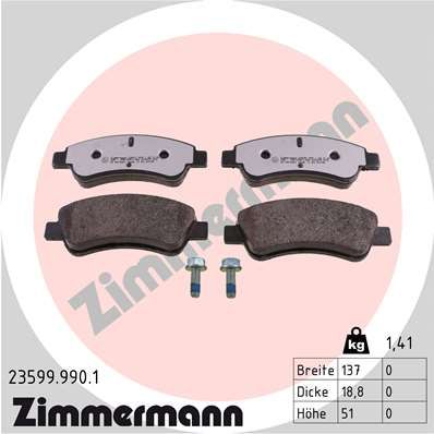 ZIMMERMANN Комплект тормозных колодок, дисковый тормоз 23599.990.1