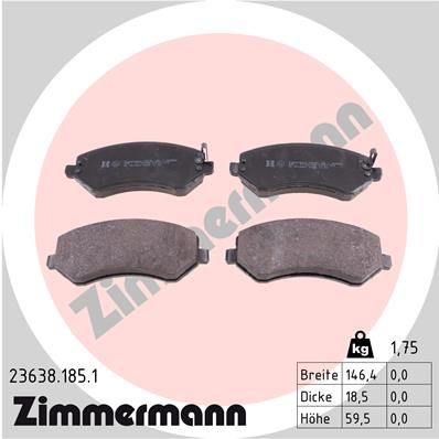 ZIMMERMANN Комплект тормозных колодок, дисковый тормоз 23638.185.1