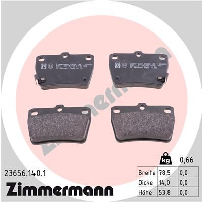ZIMMERMANN Комплект тормозных колодок, дисковый тормоз 23656.140.1