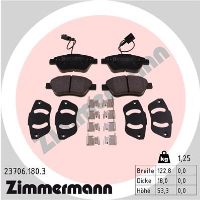 ZIMMERMANN Комплект тормозных колодок, дисковый тормоз 23706.180.3