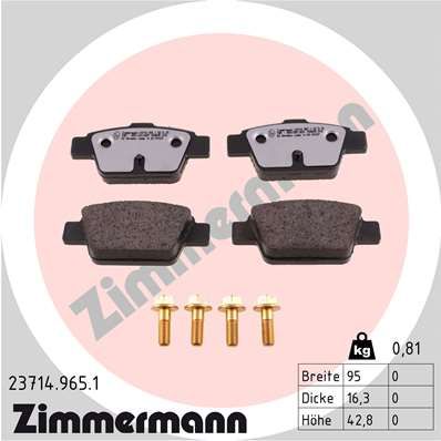 ZIMMERMANN Комплект тормозных колодок, дисковый тормоз 23714.965.1